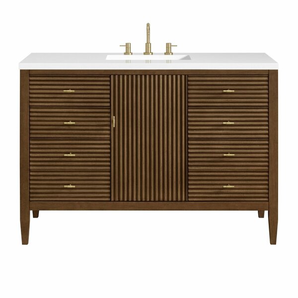 James Martin Vanities 48'' Vanity, Mid Century Walnut w/ 3 CM White Zeus Quartz Top 485-V48-WLT-3WZ